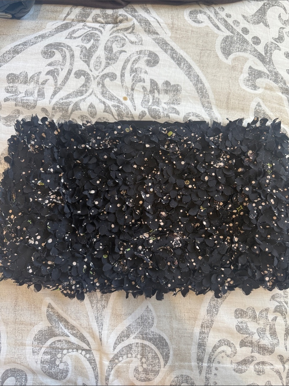 Tory Burch Black Floral Sequin Clutch